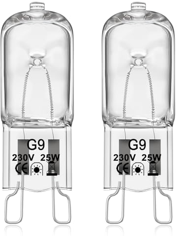 VIIVUU Backofenlampe G9 25W 300 Grad, 2 Stück Ofenlampe bis 300° C Hitzebeständige,260LM Backofenbirne Glühbirne für Backofen, (Bosch, Neff, Siemens, Delonghi, Ocean,Miele) Mikrowelle,Grillöfen