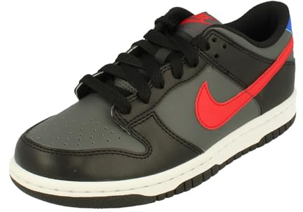 Nike Kid's Dunk Low Sneaker, Black/University Red/White/Racer Blue, 6 Big Kid