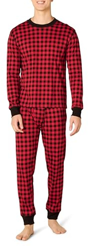 Amazon Essentials Pigiama da uomo lavorato a maglia, classico a quadri di bufalo, XXL