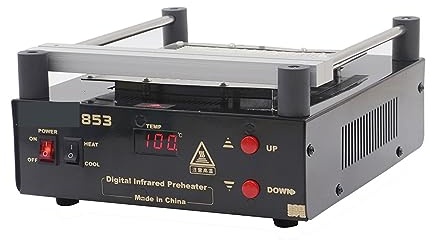 Soldering Hot Plate, BGA Bottom Heating Temperature Control Rework Station 853 IR Preheater Station Lead Free Infrared Preheating Station for Electronic Repair Lab, Rework Heater Lab