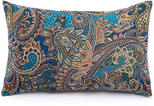 ATsense 2er Set Kissenbezug 80 x 40 cm, 100% Baumwolle, Dunkelblau Bunt Muster Kopfkissenbezug mit Reißverschluss, Superweicher Premium und Hypoallergen, ÖkoTex Super Bequemer Bunt Kissenhülle（Böhmen）