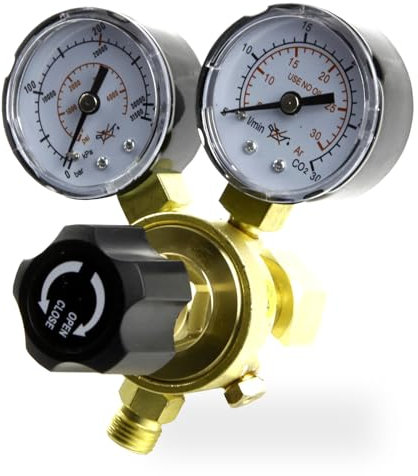 Gas Druckminderer Druckregler bis 200 bar aus hochwertigem Messing für Argon CO2 Mix 18 Mischgas Schutzgas Schutzgas Schweißgeräte