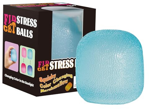 Fidget Toys Stress Balls for Kids & Adults - Sunlight Color-Changing Malt Sugar Squishy, Slow Rise Gel Ball, Sensory Fidget Toy for Anxiety Relief, Classroom & Office (Blue)