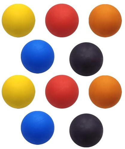 10 High Bounce Squash Balls, Rubber Training Set with 5 Colors (2 Per Color), Hollow Core Design for Muscle Massage and Reaction Exercises, 2.36-Inch