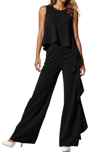 Combinaison Femme été élégante sans Manches Style décontracté Jambe Large détails chaîne Parfait pour Quotidien Vacances