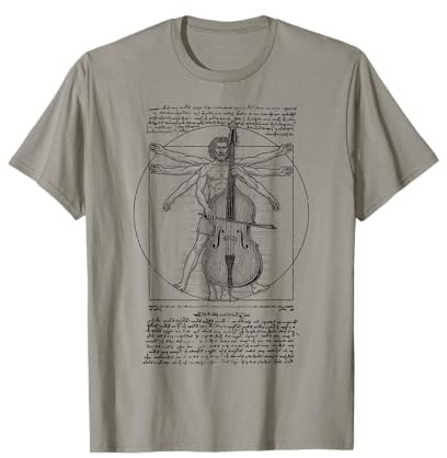 Contrebasse Bassiste Vitruvian Man Leonardo Da Vinci Musicien T-Shirt