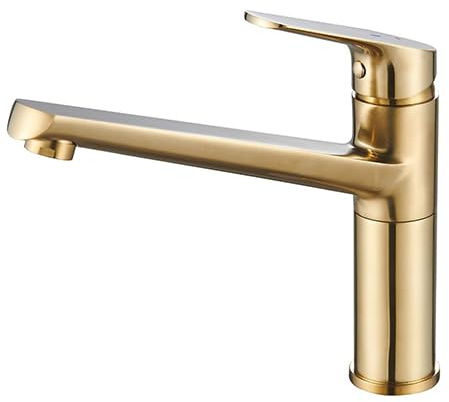 Edouard Rousseau - Mitigeur Évier Bas SOKAR Laiton Brossé - Fonction Rapid Fix - Débit Limité 8,5 L/min - Bec Mobile