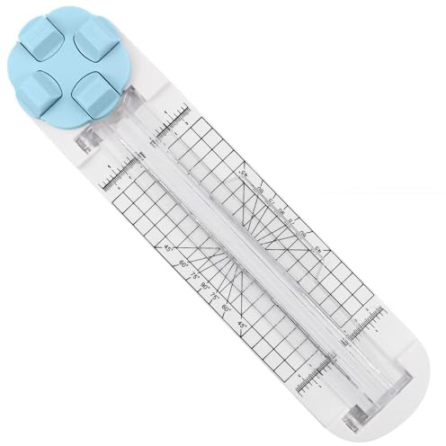 MISIQIMA 4 en 1 Massicot Scrapbooking, Multifonctionnel Coupe Papier avec des Coupe-Lignes Droites, Pointillées, Ondulées et à Plis, Adapté aux Albums de Scrapbooking, Photos, Cartes, DIY (Bleu)