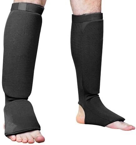 Espinilleras para empeine – 1 par de acolchado elástico que absorbe los golpes, protector de pantorrilla para boxeo, artes marciales, equipo de seguridad, kickboxing, karate, artes marciales, deportes