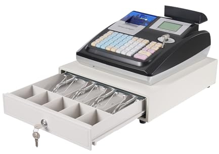 Gdetnysty 48-Keys Electronic Cash Register POS System English Black White | Lock Key Drawer Insert Suitable For Use At Checkouts In Supermarkets Restaurants Convenience Stores Etc