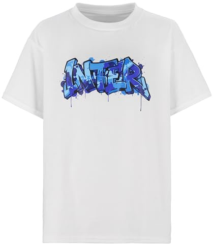 Inter - T-Shirt Bold Collection, Collezione Graffiti, Maglietta da Ragazzo, Prodotto Ufficiale, Colore Bianco, Taglia 14 Anni