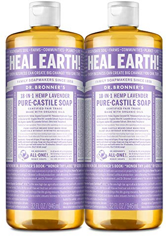 Dr. Bronner's Lavender Pure-Castile Liquid Soap, Hand Soap, 32 oz 2-Pack