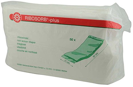 50x Noba Vlieswindel RIBOSORB®-plus, Windeln, Vorlagen, Einlagen, 11 x 37 cm