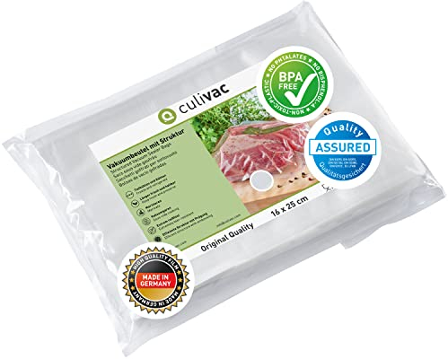 culivac Vakuumierbeutel 50 Vakuumbeutel 16x25cm Premium, Folienbeutel für jedes Folienschweißgerät Vakuumiergerät Vakuumierer, Vakuumierfolie Original sous vide, Made in Germany, BPA-frei