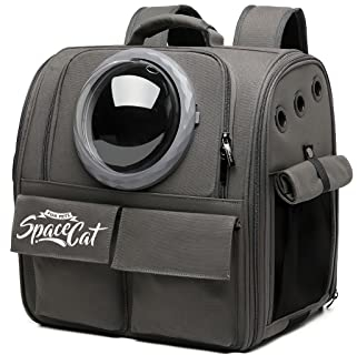 Galatée Katzen Rucksack Träger, Haustier Rucksack Blasen Rucksack, Katzen Tragen, Raumkapsel Haustier Rucksack Belüften, Hunde Reise Rucksack Träger Für Kleine Hunde(Grau)