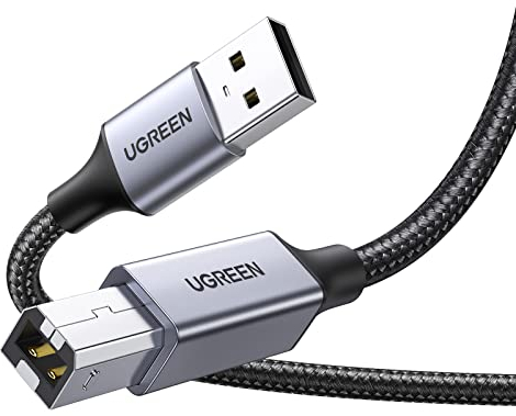 UGREEN Druckerkabel USB 2.0 Typ B USB Kabel USB A auf USB B Printer Cable Kompatibel mit HP, Canon, Epson, Lexmark, Dell, Brother (5m)