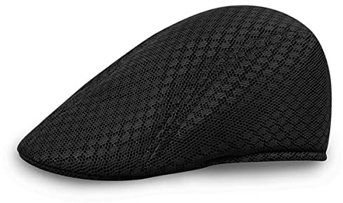 Rayson glidande mössa andas sommar mesh golfmössa Newsboy hattar mesh platt anka hattar casual keps Hollow Mesh basker mössa, svart, one size