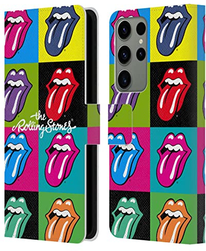 Head Case Designs Officially Licensed The Rolling Stones Pop Art 1 Licks Collection Leather Wallet Case Compatible with Samsung Galaxy S23 Ultra 5G