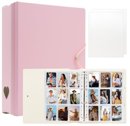 A4 Kpop Photocard Binder with 25 Pages 9 Pocket, 2x3 inch Kpop Photocard Holder Book, Photo Album for Fujifilm Instax Mini Camera Polaroid Printer Photo Film (Pink)