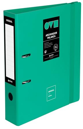 Grafoplas Ringbuch mit 2 Ringen, A4, Hebel 65 mm, minimalistisch, Türkis, Polyfoam, 360-Grad-Öffnung, robust und ultraleicht, Öse und Kartenhalter, Gummiverschluss, Hartplastikdeckel