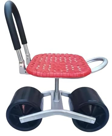Asiento de jardín con ruedas, taburete de jardín con ruedas de altura ajustable, silla de jardín giratoria con mango de dirección, taburete giratorio para jardinería, patinete plegable