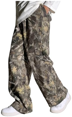 GORGLITTER Boy's Camo Baggy Pants Straight Wide Leg Track Pants Streetwear