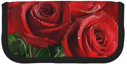 AQRJLPO red Rose Print Canvas Pencil Case for Boys Girls Women, Cosmetic & Stationery Organizer, Zipper Desk Storage Pouch for School, Office & Travel Gifts