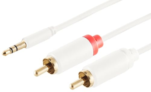 1aTTack.de 1x 1,5 m - Cavo adattatore da jack da 3,5 mm a 2 cinch Cavo audio stereo sottile Contatti placcati in oro per smartphone Tablet Altoparlante HiFi Auto