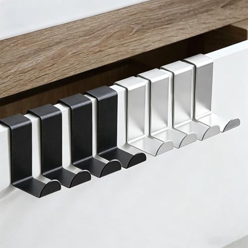 TENGWA 8 Piezas Perchero Puerta Acero Inoxidable Colgador Puerta en Negro y Plata Ganchos para Colgar Capacidad de Carga 5 kg Universales