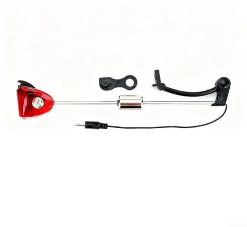 ComfyHarbor Indicatore di abboccata per pesca alla carpa, con luce LED e connettore a cambio rapido, braccio oscillante da 23 cm, per pesca notturna, adatto per allarmi morsi standard (rosso)