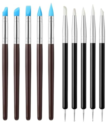 AVUELOI 10 Pezzi Strumenti per modellare, pennelli silicone, argilla, gomma, pittura gomma, pennello scultura ceramica, nail art, fai da te, fondente silicone, scultura argilla