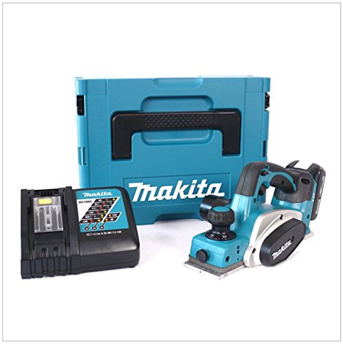 Makita DKP 180 Kit Y1J-D 18 V Rabot sans fil avec boîtier MAKPAC inclus Batterie BL 1815 N + chargeur DC18RC
