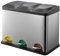 BAKAJI Pattumiera Raccolta Differenziata in Acciaio Inox e Plastica con Scomparti contenitore Bidone Spazzatura Estraibile con Apertura a Pedale per Casa Cucina e Esterno 3 x 15 Lt (45 Litri)