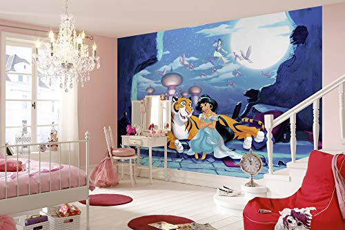 Komar Disney - Carta da parati fotografica, motivo: Waiting for Aladdin, dimensioni: 368 x 254 cm (larghezza x altezza), ragazza, principessa, carta da parati, bambini, parete, cameretta dei bambini,