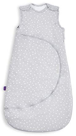Snuz Baby Sleeping Bag with Nappy Zip - For Easy Nappy Changes, Super Soft Cotton Sleeping Bags with Easy Fit Poppers, Meets British Safety Standard, White Spot, 2.5 Tog 6-18M