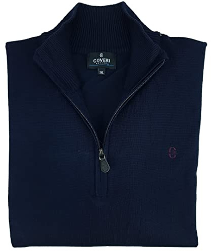 Coveri Maglione Maglioncino Lupetto Pullover Uomo Mezza Zip Taglie Forti 3XL 4XL (6XL - Blu)