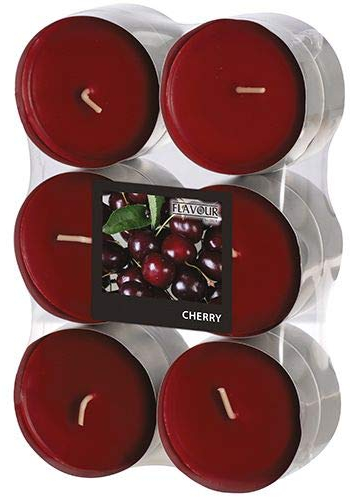 Gala Flavour by GALA Maxi Duftlichte Ø 58 mm, 24 mm bordeaux - Cherry 96926 Duftkerzen Maxi-Teelichter Duft-Teelichter, 12 Stück