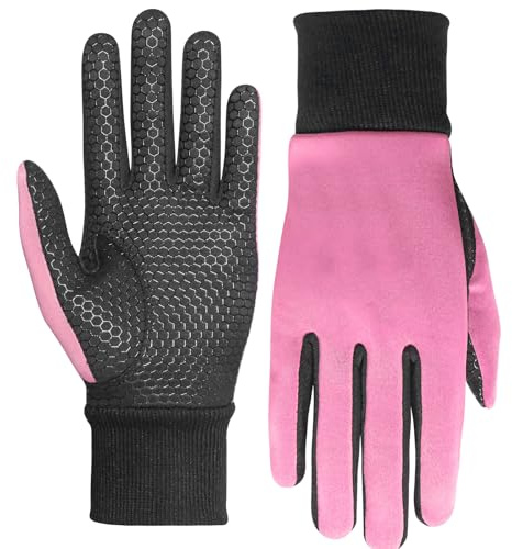 Golfhandskar kvinnor damer vänster hand höger med UK bollmarkör lädertryck färgvärde 2-pack, golfhandskar kvinnor dam högerhänt vänster golfspelare mjuk andningsbar sport utomhus (rosa, L, vänster)
