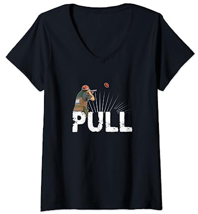 Tontaubenschießen Fallenschießen Tontauben Skeet Schießen T-Shirt mit V-Ausschnitt