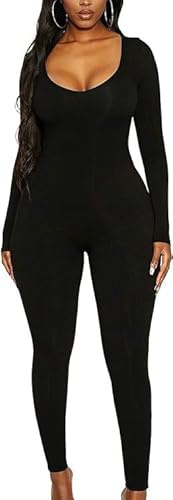 Rongseng Combinaison Femme à Manches Longues et Col Rond - Sport - Longue - Extensible - Une Pièce - Bodycon - Yoga - Sans Couture - Entraînement