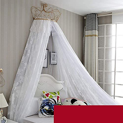 Miuxe Prinzessinnen-Spitzen-Bettvorhang Mit Metallkrone, Runde Spitzen-Baldachine, Zeltnetz Für Mädchen, Kinder, Prinzessinnen-Stil, Haushalt, Schlafzimmer, Dekorationen Für Geschenke, Schlafzimmer