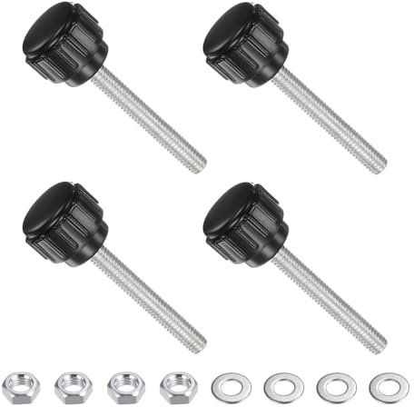 CoCud Knurled Thumb Screws, M4 Thread 30mm Thread Length, Plastic Clamping with Nuts Washers - (Applications: for Sawing Machines), 4-Set