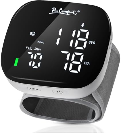 Pro Comfort Wrist Blood Pressure Monitor Large LED Display Rechargeable Voice Broadcast Digital BP Machine 199 * 2 Sets Memory with Adjustable Cuff 5.3-7.7 inch with Carrying Case for Home Use