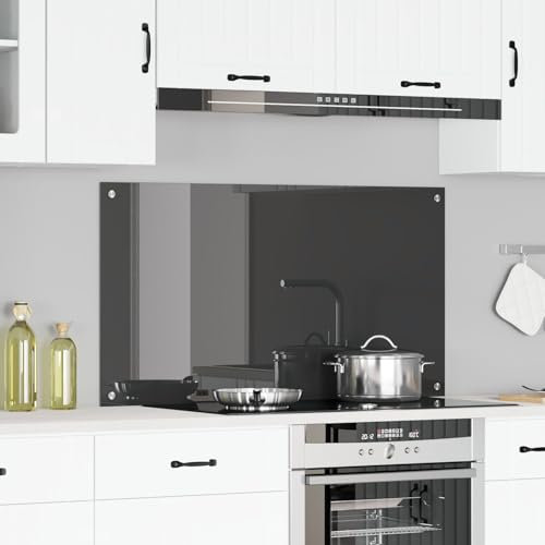 Homgoday Protector contra Salpicaduras, Protector Salpicaduras Pared Antisalpicaduras Cocina Salpicadero de Cocina Gris Oscuro 110x60x0,6 cm Vidrio Templado