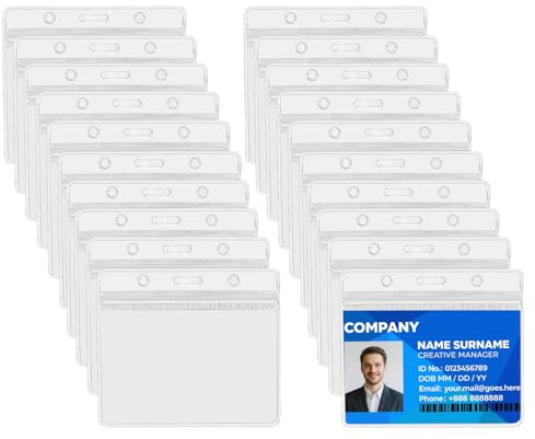 20 Stück Ausweishüllen Kartenhülle Transparent Wasserdicht ID Kartenhalter für Büro, Schule, Business und Veranstaltungen, kartenhüllen, Leicht, transparent und sauber