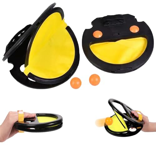 Hunphy 2 Pcs Balle Raquette Scratch Jeux, Jeu de Balles de Capture pour l'Extérieur, Lancer et Attraper Jeu Set avec 4 Balles Convient pour Le Jardin, Le Parc ou La Plage