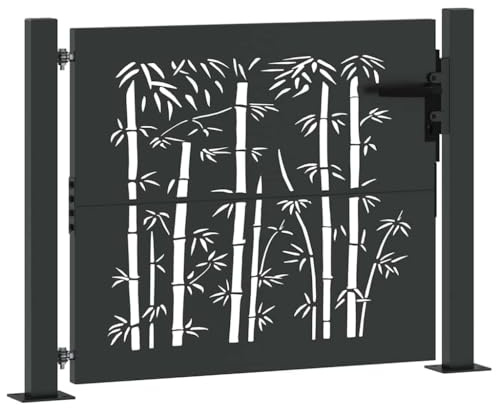 Canditree Portail de Jardin en Acier Peint par Poudre, Portillon en Métal avec Poignée pour Jardin Terrasse Extérieur (105 x 100 cm)