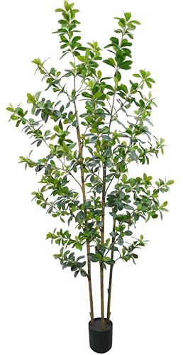 ZSENENT Fake Trees Premium 3 Main Trunks 6 ft Faux Black Olive Tree, Realistic Olive Trees Artificial Indoor, Low-Maintenance, Ideal Artificial Tree for Home Office Décor (Reds, 6 FT)