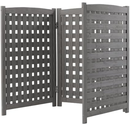 Outdoor Air Conditioner Privacy Screen Fence for Yard, Decorative Wood-Look AC Cover with Ventilation and Weather Resistance (Lattice - Grey)