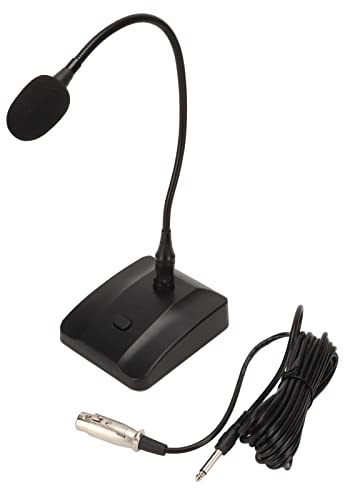 LONGONGAN Micrófono de Condensador de Cuello de Cisne, micrófono Profesional de Escritorio con Cable y Conector de 6,35 mm, Cuello de Cisne Ajustable para transmisiones, conferencias y